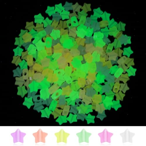 500 st Stora stjärnavståndspärlor 12mm Glow in the Dark Ponnypärlor Färgglada arkyliska stjärnformade distanspärlor Bulk för smycken Armband Hantverkstillbehör