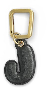 UNTAGS - Charm Buchstabe J - Material mit Ledereffekt - Inklusive Goldener Metallschnalle - Schwarz