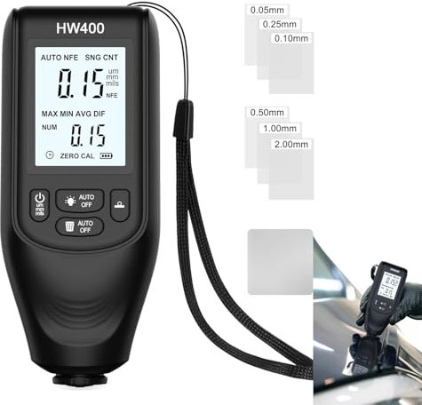 Lackdickenmessgerät, Lackdickenmesser für Auto - Digitaler Lackdickentester, Beschichtungsdickenmessgerät von 0 bis 2000UM, Messgerät