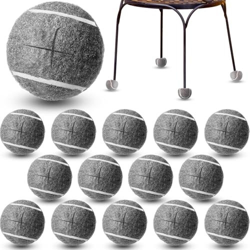 Macarrie 16 st förskurna tennisbollar för stolar, tennisbollar, fotskydd för möbler, klassrum, golvskydd för kontorsstol (grå, 5 cm)