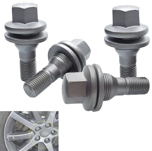 Wheel Bolts Nuts, 4PCS Replacement Security Bolt Nut with Flat Washer, Thread M12 x 1.25 Wheel Bolt-Nuts Compatible with C2 C3 C4 C5 Peugeot 206 207 308 407