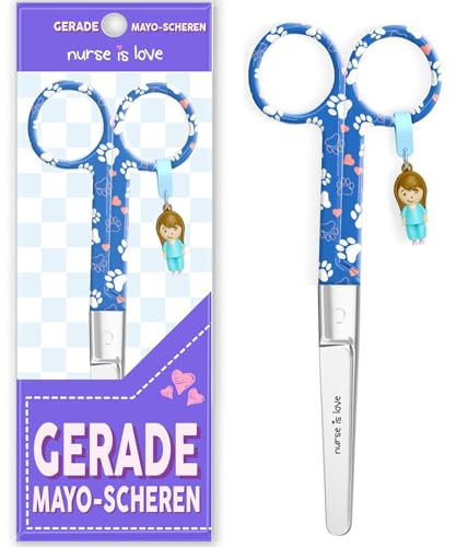 Nurse is Love Forbici Infermiere Mayo | Forbici Infermiera da tessuto | forbici acciaio inox | Ideale per Kit Pronto Soccorso, Infermiere Accessori Si Adatta a Organizer Infermiere disegni