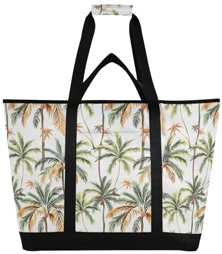 Isolierte Kühltasche im Vintage-Stil, Palme, wiederverwendbare Einkaufstaschen mit Reißverschluss, tragbare große Kühltasche für Reisen oder Camping