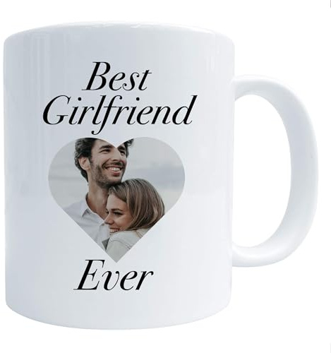 Best Girlfriend Ever Personalised Mug, Custom Photo Gift, 11 Oz Ceramic Coffee Cup Present, for Birthdays, Anniversaries