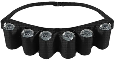 Cintura da birra, in tessuto Oxford, fondina per 6 bottiglie o lattine, regolabile per feste all'aperto, per bottiglie di soda, per alpinismo e campeggio, Nero, Refer to description, Unisex