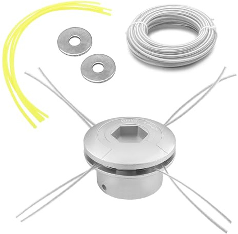 Cabezal Desbrozadora Aluminio, CIYIN Cabezal Desbrozadora Universal con Líneas 10M, Cabezal de Corte de Césped, Cabezal Cortar Hierba, Cabezales de Desbrozadora