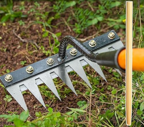 2025 Rastrillo De Deshierbe con Asa 40/55 In, Rastrillo Jardin, Rastrillo para Quitar Malas Hierbas (40IN 8 Teeth)