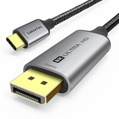 UANTIN USB C to DisplayPort 1.4 Cable 6FT | 8K@60Hz 4K@240Hz, Thunderbolt 5/4/3 to Display Port Cord High-Speed USBC to DP Cable 32.4Gbps for MacBook Pro/Air, iPhone 15/16 Series, XPS, Surface