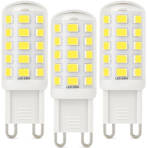 Brantoo G9 LED Leuchtmittel Kaltweiß 6000K 3W, 580LM – Ersatz für 40W Halogen, Flimmerfrei, CRI>85 – Nicht Dimmbar G9 LED Lampe für Zuhause, 220–240V, 3er Pack