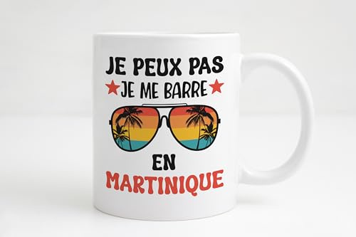 Groovy crea Mug J’peux pas je me barre en Martinique – Tasse humour voyage Antilles – Cadeau original café thé vacances soleil