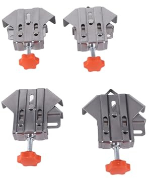 Jectse 4 Abrazaderas de Esquina de Acero Abitas Inoxidables, Cerradas, Ajustables, Abrazadera de Ángulo Recto de 90 Grados Con Clamp/Holder Triangular Móvil para Carpintería, Metal y Más