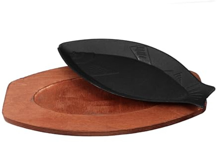 Mobestech Sartén de Hierro con Forma de Pez Antiadherente para Barbacoa Portátil Plancha Práctica para Asar Bistec y Pescado Ligera Distribución Uniforme del Calor para Parrilladas al Aire