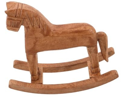ULDIGI Schaukelpferd aus Holz zum Selberbemalen Geschnitzte Pferdefigur als Tischdekoration Unbemaltes Holzspielzeug für Kinderzimmer und Homeoffice