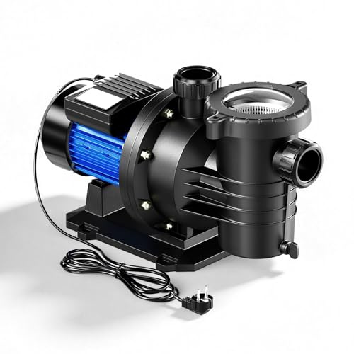 Wiltec Poolpump 13200 l/h 370 W till 50-80m ³ pool, simbassängspump med 9 m lyfthöjd, cirkilationspump till simbassäng