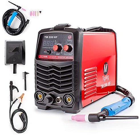 SALDATRICE INVERTER TIG DC E MMA – TM 200 HF – INNESCO ALTA FREQUANZA, 200 AMP, ACCESSORI INCLUSI, FUNZIONI ‘HOT START’ + ‘ARC FORCE’ + ‘ANTI-STICKING’ IN MODALITA’ MMA, VENTILATA, PORTATILE E COMPATTA