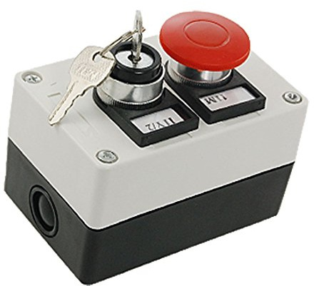 URBEST® 660V 10A Red Momentary Mushroom 2 Position on/Off Key Lock Rotary Push Button Switch