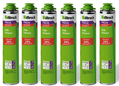 illbruck 6 x FM220 Montageschaum Pistolenschaum PUR Schaum 750ml Dose - 1K PUR Schaum zur Verfüllung, Dämmung und Isolierung der Fensteranschlussfugen sowie Füllung Anschlussfugen Türrahmen