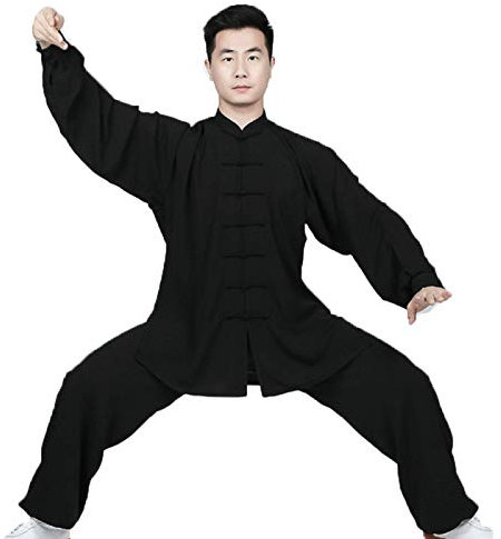 FLY FLU Herren Tai Chi Kleidung, Unisex Chinesische Traditionelle Kampfkunst Tai Chi Uniform Kung Fu Kleidung Wushu Anzug - Für Männer Und Frauen,Black-L