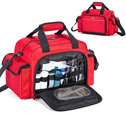Trunab Home Health Medizinische Tasche Leer, Notfalltasche für Krankenschwester, Tragbare Medikamentetasche für Hospiz, Hausbesuch, Krankenpflegestudenten, Nur Tasche, Rot
