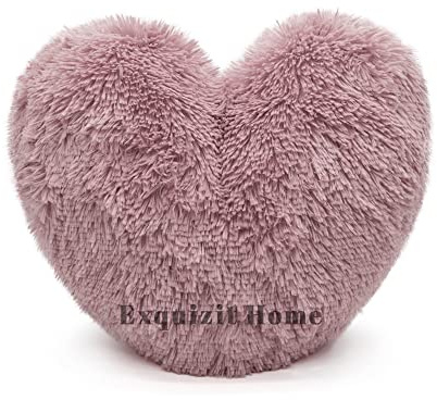 Teddy Bear Cuddly Fleece Super Soft Heart Shape Fluffy Filled Cushion Warm & Cosy Home Decoration Gift For Loved One Valentine Day Heart Cushion Blush Pink 38cm x 38cm Approximate