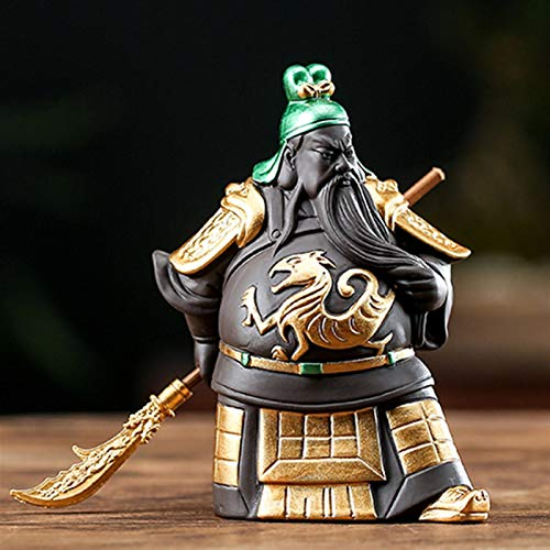 zxb-shop Guan yu Statue Lila Sand Guan Gong Gott des Krieges, Keramikgemalt Guan Yu, Moderne Kunstskulptur, Dekoration, Tee Set Dekoration Handwerk Heimdekoration (Color : B)