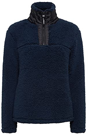 OXMO Elina Troyer sweatshirt herrtröja tröja med teddypäls med ståkrage, Total förmörkelse (194010), S