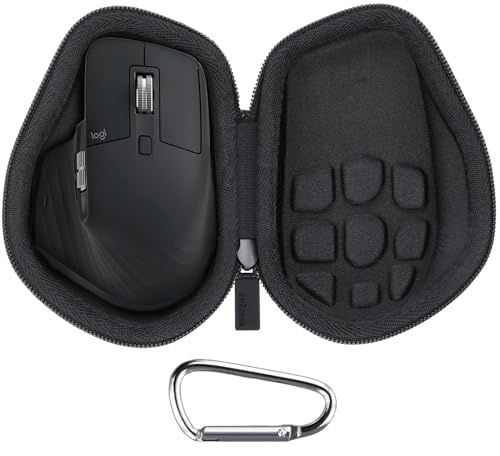 co2CREA Hard Travel Case for Logitech MX Master 4 /Master 3 /Master 3S | Compact EVA Mouse Storage Case with Grid Shock Absorbing Foam Cushion & Detachable Carabiner