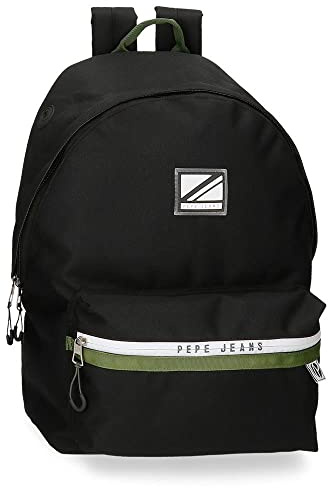 Pepe Jeans Luca Schulrucksack, anpassbar, Schwarz, 31 x 44 x 17,5 cm, Polyester, 23,87 l, Schwarz , Schulrucksack, anpassbar an den Trolley