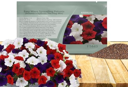 Outsidepride The Flag Mix Easy Wave Petunia Seeds - 30 Pcs. Annual, Compact & Spreading Flower Seeds for Planting Low Growing Vibrant Blooms, Ideal for Garden Beds, Baskets & Container Displays