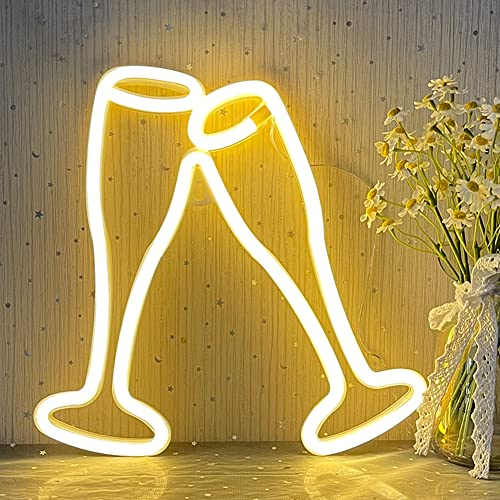 YUEYYNS Gelbes Kelch Neon Bar Schild Weinglas Neon Schild Bier Prost Led Neonlicht für Wand Cocktail Dekorative Neonlichter für