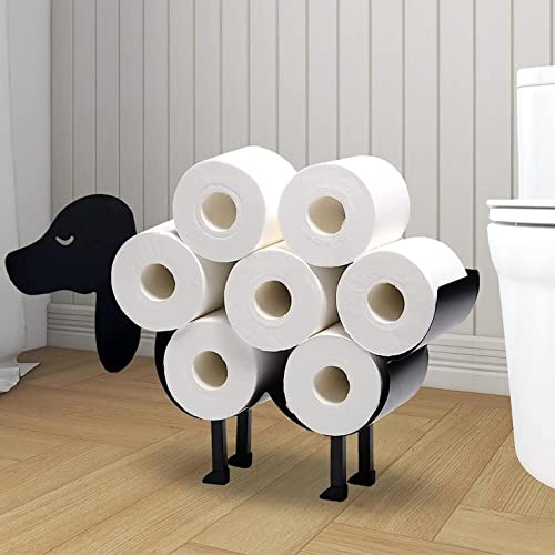 Hunde-Toilettenpapierhalter, Schwarz Metall Wandmontage Toilettenpapierständer Badezimmer Taschentuchaufbewahrung Metall Hund Rolle Papierhalter Toilettenpapier Aufbewahrung für 7 Rollen