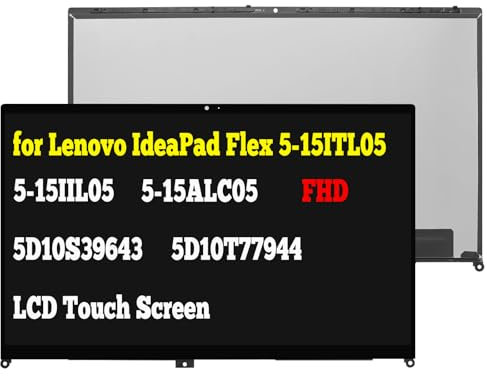 GBOLE Replacement for Lenovo IdeaPad Flex 5-15ITL05 5-15IIL05 5-15ALC05 81X3 82HT 5D10S39643 5D10T77944 LCD Touch Screen Digitizer Assembly Bezel FHD 1920X080 IPS 30pin
