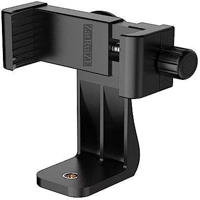 Tripod Mount, Cell Phone Tripod Holder Clip, 1/4 Swivel Mount Adapter, 360 Degree Rotation & Fixed 2 in 1, Smartphone Camera Holder, Mobile Phone Clamp for All Smartphones with Width 56mm to 105mm