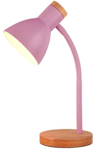 Bel Air Home - Schreibtischlampe ARGOS Serie, Holz, E-27 (GLÜHLAMPE NICHT ENTHALTEN) stilvolle Beleuchtung für dein Arbeitszimmer oder Büro (ROSA)