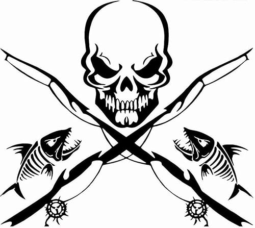 Rakelfix Totenkopf mit Angeln Aufkleber aus Hochleistungsfolie Angler Angelboot Sticker Boot Boote Beschriftung