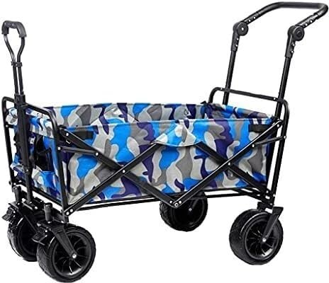 CRBUDY Einkaufswagen, zusammenklappbarer Outdoor-Mehrzweckwagen, zusammenklappbarer Campingwagen, Gartenwagen mit 4 Rädern, tragbarer Angelwagen für den Außenbereich, Handwagen