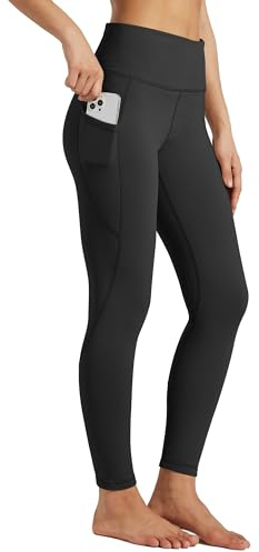WILLIT Fleecefodrade damleggings, termiska vinterbyxor, hög midja, varma yogabyxor med fickor, Svart, M