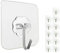 Jiaweixiang 12 Pack Heavy Duty Sticky Wall Hooks - 33lb Max, Transparent, Waterproof, Self Adhesive Hooks for Keys, Bathroom, Shower, Outdoor, Kitchen, Door, Home Improvement, Utility