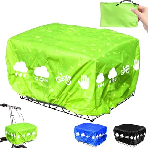 AUNGCSHE Regenschutz Fahrradkorb, Fahrradkorb Regenschutz mit Gummizug, Korbabdeckung Wasserdicht mit Reflexstreifen, Regenabdeckung für Korb hinten, für alle Körbe bis Größe 45x45cm (Grün)