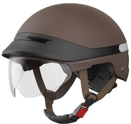retrò Casco Scodella Portatile Mezzi Caschi Jet, Mezzo Casco da Motociclista Vintage Caschi Caschi Casco A Scodella Scooter Motorino ECE Omologato Mezzo Elmetto da Moto retrò