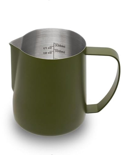 Pichet à mousse de lait 350 ml en acier inoxydable pour machines à expresso, tasse à mousser le café, cappuccino, latte, art, pot à lait, vert