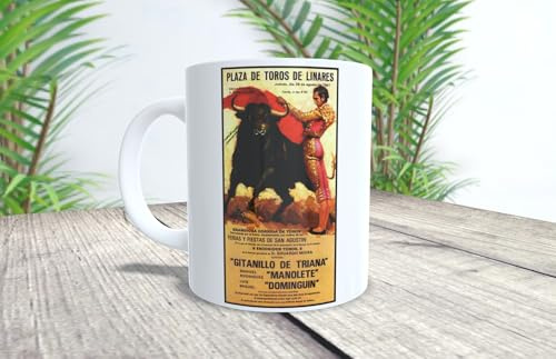 La Huella Taza personalizada de Manolete y cartel de su última corrida. Para todos fans de este gran torero que se sienten orgullosos de su país y costumbres.
