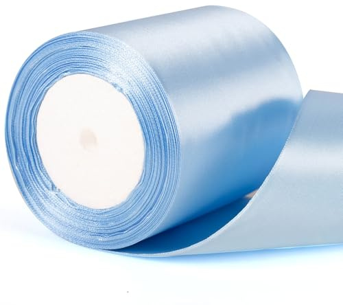 22 m x 10 cm breites hellblaues Band, 10 cm dickes hellblaues Hochzeitsauto-Band für Geschenke, Hochzeitsauto, Weihnachten, Geburtstag, Kuchen, Haarschleife, Blumenstraußdekorationen