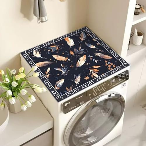 Highdi 2pc Housse de Protection pour Machine à Laver Top, Plume Coussin de Machine à Laver Antidérapant Housse de Machine à Laver pour Machine à Laver Ou Sèche-Linge (Noir,60x60cm)