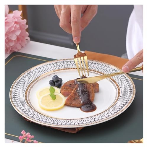 MYOLIO Speiseteller, Keramik Salat Dessertteller Europäischer Stil Blau Porzellan Runde Mittags-Vorspeisenteller(10 inch)