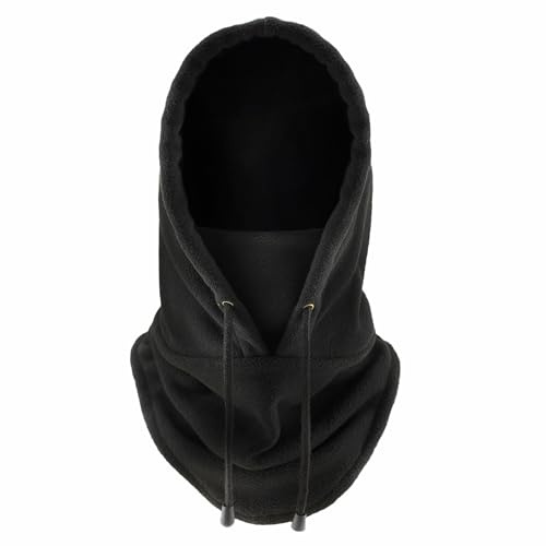 ATSNOSH Winter Thermal Balaclava, Soft Fleece Hood, Windproof Balaclava Ski Mask, Multifunctional Winter Fleece Hat Hood, Neck Warmer, for Motorcycle Cycling Skiing (UK, Alpha, One Size, Black)