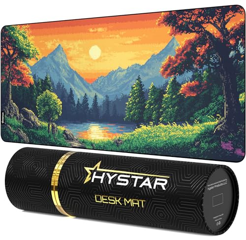 Hystar® Extended Gaming Mouse Pad | XXXL 45 x 20 | 5mm Thick, Waterproof Surface, Smooth Polyester Fabric, and Natural Rubber Base | Pixel Ridge