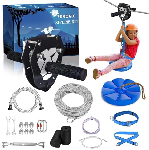 ZEROMX 100ft Zip Line Kit for Kids and Adults Zipline Kits for Backyard