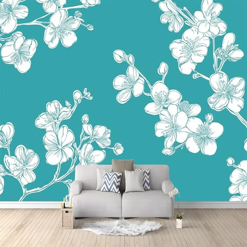 Murales Papel Pintado Salon Arte Lineal Flores 300 x 210 cm Fotomurale 3D Tejido No Tejido Papel Tapiz Fotográfico Decorativos Murales Dormitorio Oficina Hotel
