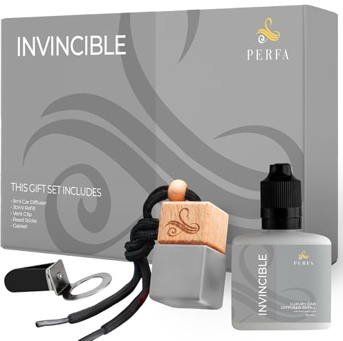 Invincible Gift Set Car Air Freshener for Men | Car Air Freshener Vent Clip 38ml Gift Set | Odor Eliminator Car Perfume Diffuser by Perfa